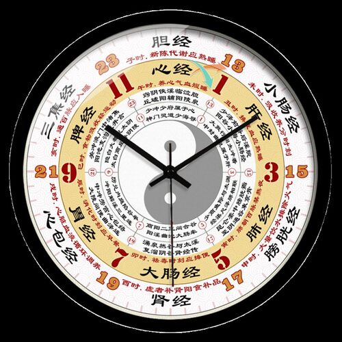 中医挂墙挂钟g客厅养生馆免打孔时钟十二时辰子午流注装饰中式挂