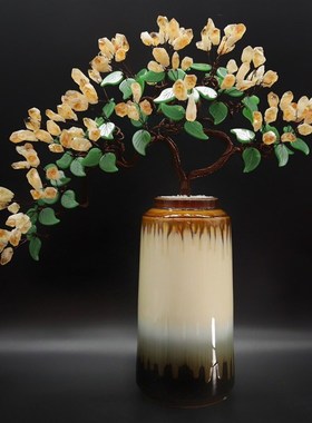 黄水晶发财树e紫水晶摇钱树家居摆件客厅玄关酒柜店铺开业乔迁送