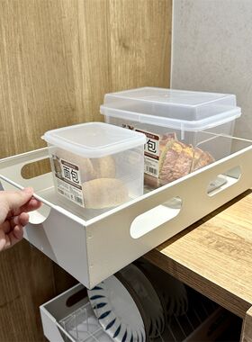 橱柜抽拉式碗碟沥水架碗筷餐具滑轨F式置物架厨房抽屉式收纳拉篮