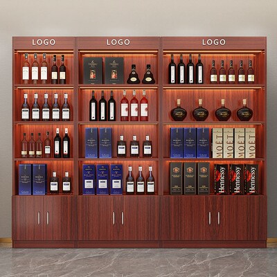 烟酒茶家具靠f墙酒柜展示柜便利店零食展示架超市货架茶叶储藏柜