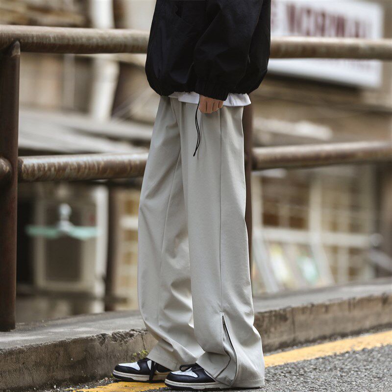 速发美式复古潮流软壳机能风冲锋裤男款宽松直筒防水工装休闲裤子