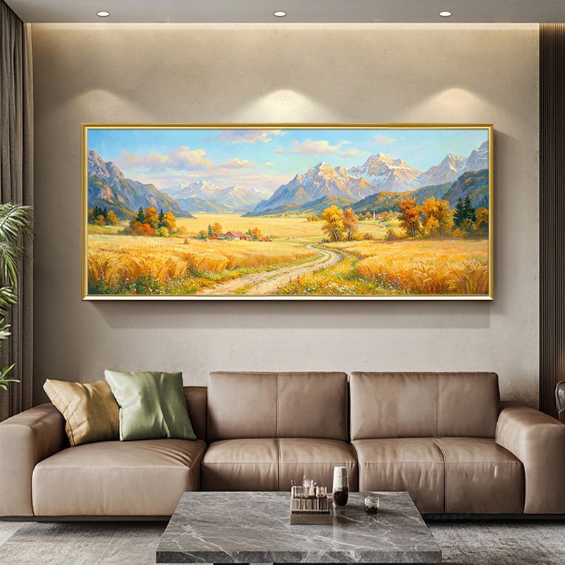 速发纯手绘油画客厅装饰画麦田丰收风景画田园风轻奢大芬村2026高