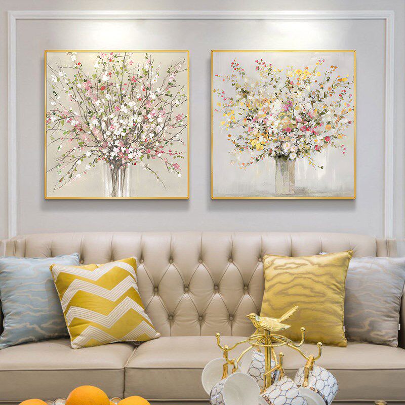 速发幸福花伴手绘油画玄关走廊装饰画轻奢客厅沙发背景墙挂画餐厅