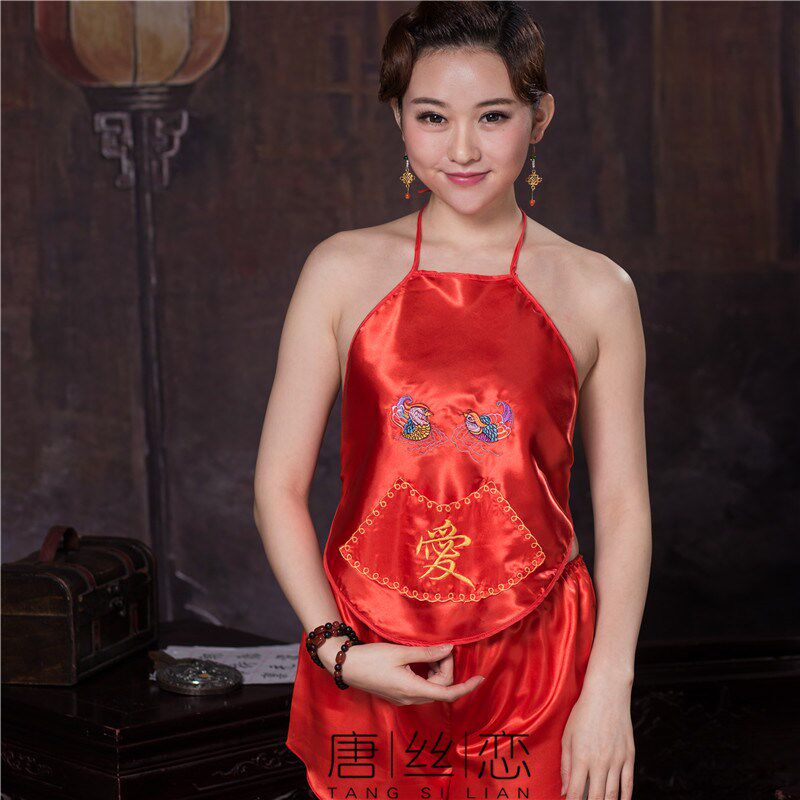 速发肚兜士有口袋肚兜结婚礼物新娘服古典性感肚兜成人内衣丝绸睡