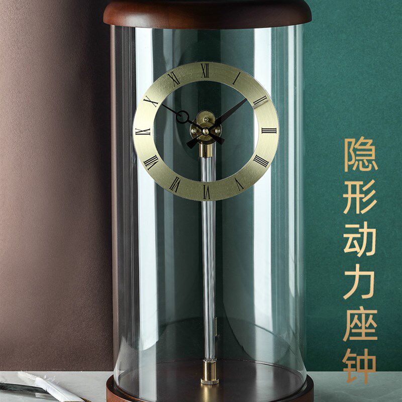 速发创意现代简约桌面钟表摆件隐形动力空气座钟客厅轻奢实木台式