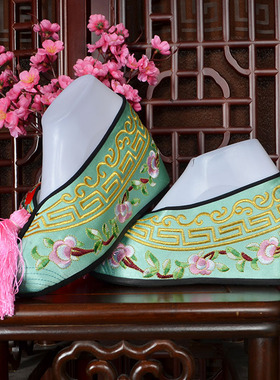 速发京剧越剧戏剧戏鞋彩鞋黄梅戏花旦红色婚鞋古装内曲增高彩鞋唱