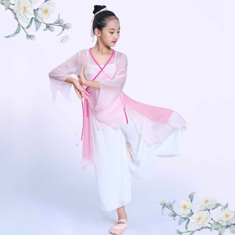 速发新款身韵纱衣舞蹈练功服飘逸民族古典演出服中国风考级形体舞