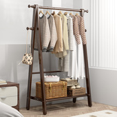 速发实木衣帽架架地衣架卧室折用挂衣落室内简易房间可家叠晾衣服