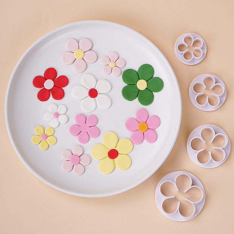 速发梅花五焙花塑料切模套装工具翻糖花糕蛋朵烘瓣装饰小花模