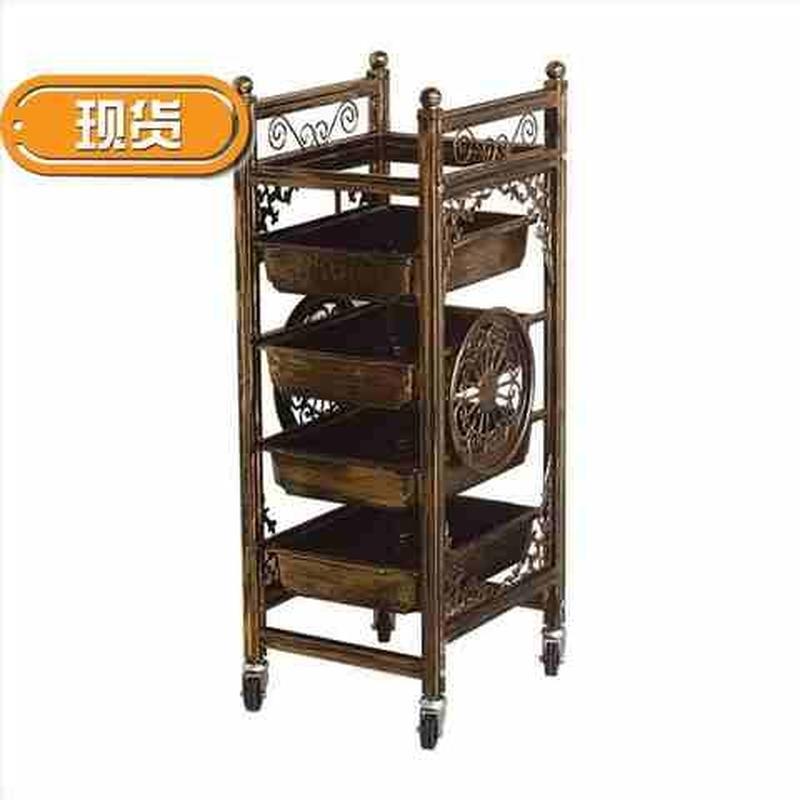 速发理髲店镜台推车剪发发廊美发单面化妆复古铁艺工具柜落地