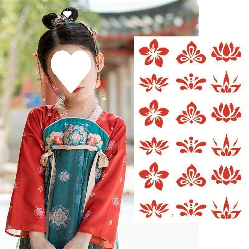 眉心贴古风彼岸花仙女额头花钿儿童额头印花子纹身贴女霸气速卖通