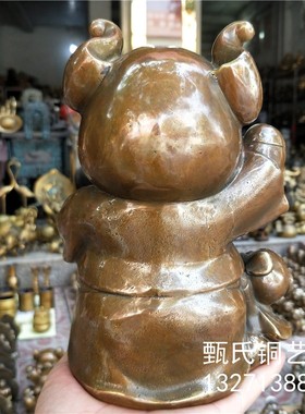 新品母子福猪黄铜动物摆件铜器雕塑佳节开业送礼礼品家居桌面摆件