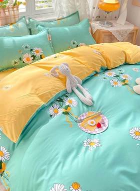 被套单件1米8x2米被单1.6拉链5x75乘7小雏菊单人夏季160x200黄色