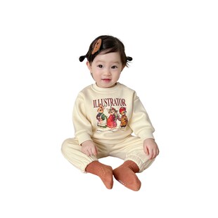 婴儿衣服秋冬新款加绒加厚男女宝宝套装分体婴幼儿洋气小套装冬