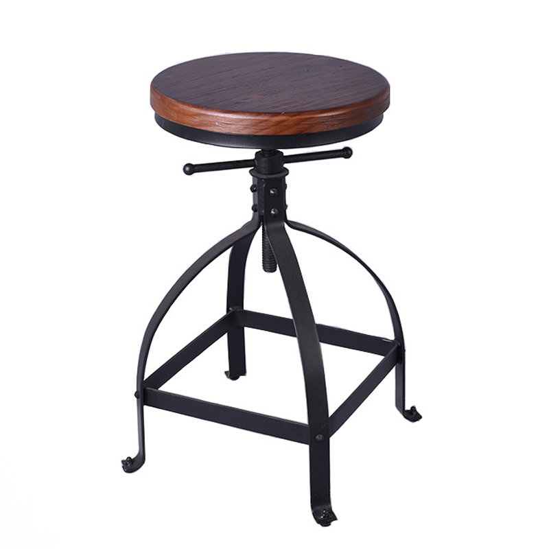 美式乡村小户型家用餐椅咖啡厅餐厅铁艺休闲单人升降吧台椅酒吧椅