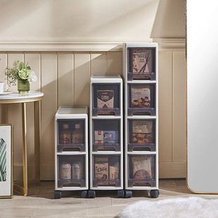 现货批发18cm夹缝收纳柜四层整理柜抽屉透明收纳抽屉式柜塑料日式