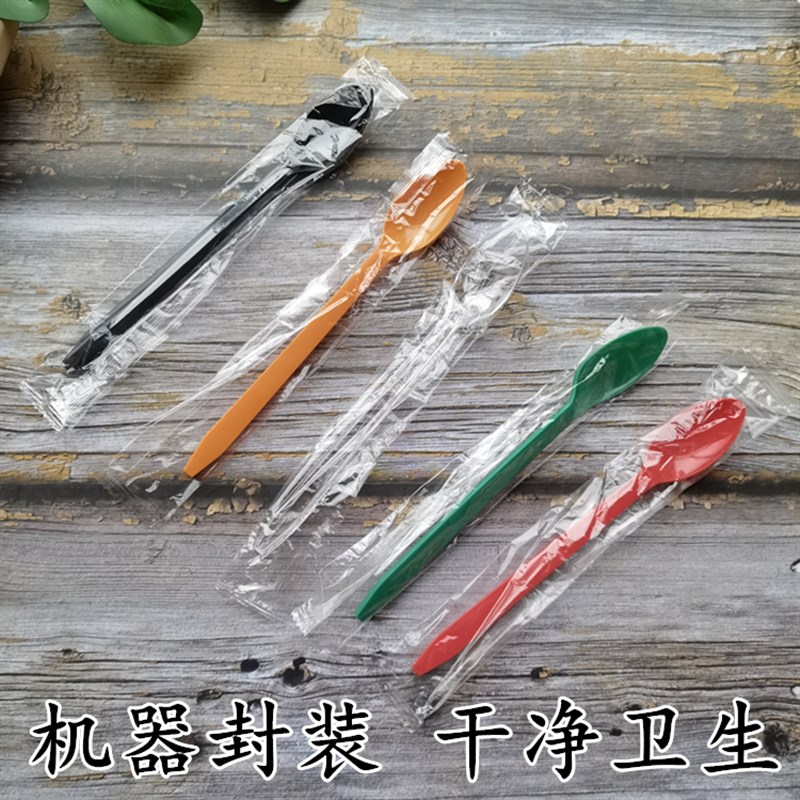 xyt一次性勺子加长DQ冰淇淋塑料商用厚勺19cmP长柄羹甜品勺咖啡50