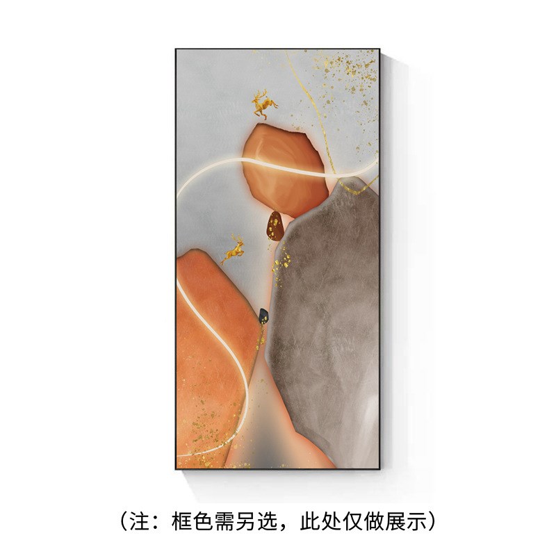 高级感入户玄关装饰画竖版现w代轻奢走廊过道壁灯画高档艺术石头