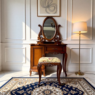 美式实木主卧室梳妆台书桌一体欧式90厘米多功能轻奢小户型复古