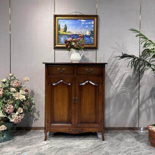 美式乡村实木简约防尘玄关鞋柜子欧式田园门厅口多层高大双门柜