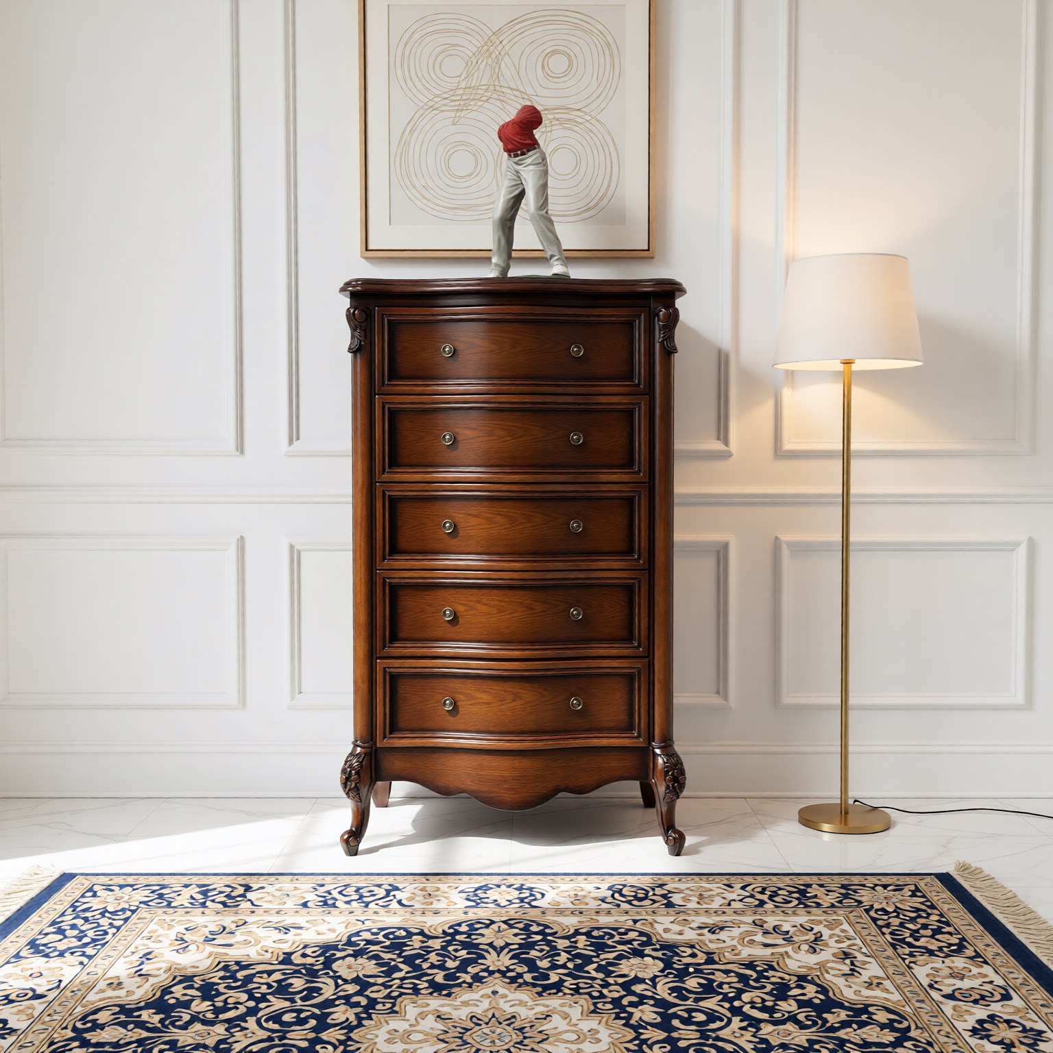 美式乡村风格卧室复古五斗柜实木欧式客厅玄关抽屉收纳储物5斗橱