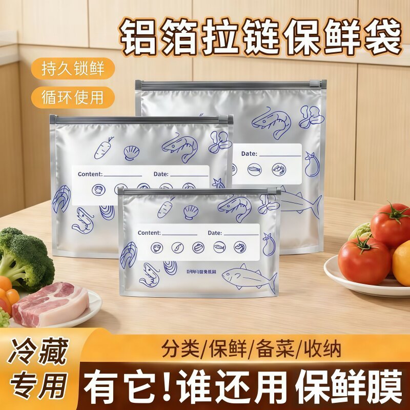 加厚铝箔密封袋冰箱冷冻不串味
