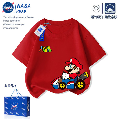 NASA超级玛丽马里奥男女儿童T恤