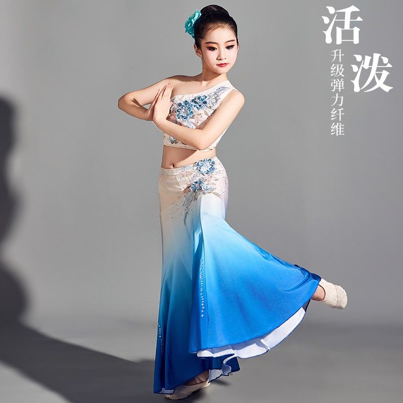 速发儿童傣族舞蹈演出服西双版纳服装少儿艺考剧目独舞童渐变裙子