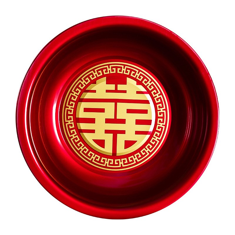 速发结婚喜盆喜庆红庆一对方陪嫁脸盆婚礼新娘嫁妆套装婚色用品泓