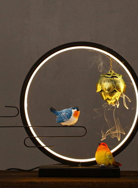 速发创意灯圈床倒办公室书房客电厅视柜家居装饰品中式禅意头流香