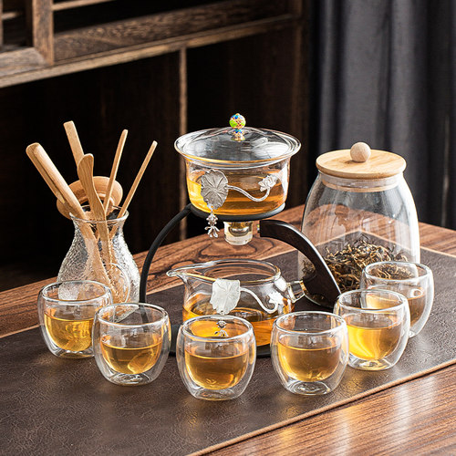 速发懒人茶具套装家用功夫小套客厅茶杯自动泡茶玻璃宫灯茶壶冲茶