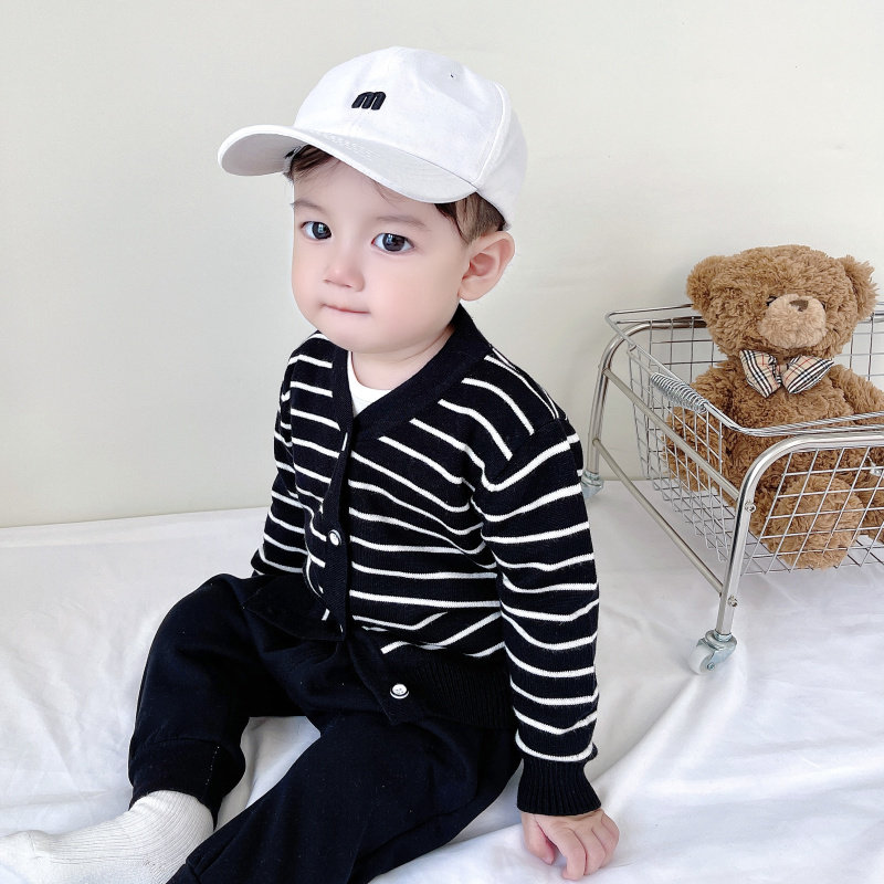 速发宝宝春开衫毛衣男童百搭条纹打底衫婴幼儿外出针织外套