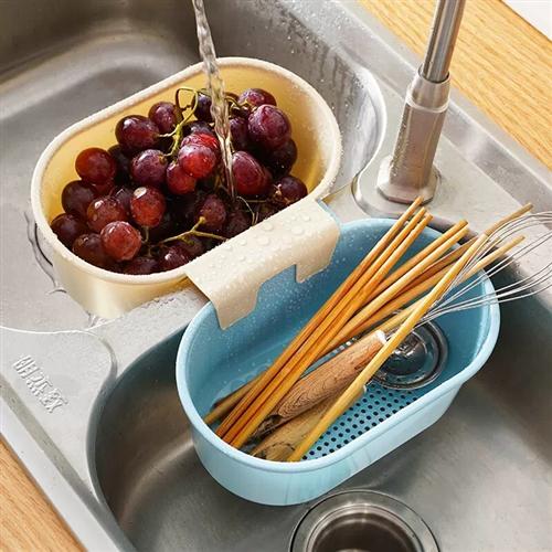 家用沥水篮剩收纳篮置物架厨房可挂式水槽塑料多功能饭菜过滤神器