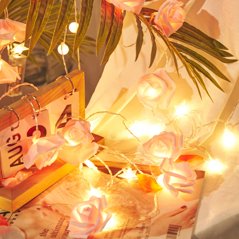 现货速发暖白色玫瑰花满天星室内星星灯户外露营帐篷氛围灯小彩灯