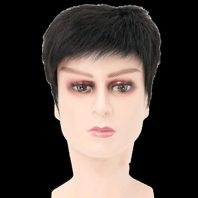 现货速发男士假发真发全头套头顶全真人发中老年短发白发光头假发