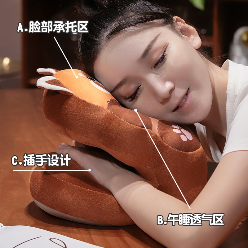现货速发熊猫午睡枕午休神器小学生趴睡枕桌上趴枕抱枕生睡觉枕头