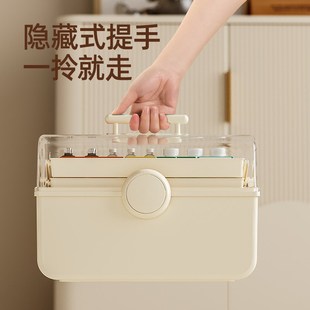 大号n多功能分格医疗急救药物收纳盒透明家用大容 多层药箱家庭装