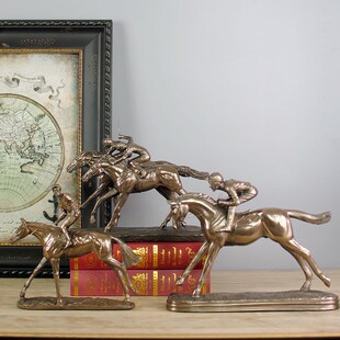 仿铜赛马马术雕塑摆件商业商w务送礼工艺品马会办公室桌面装饰摆