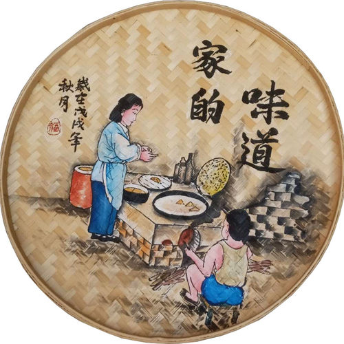 竹编簸箕火c锅店墙面装饰画墙饰个性创意复古挂件餐馆饭店墙壁挂