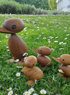 木头鸭子家居装饰品温馨s创意墙上桌面窗口摆件可爱丹麦木偶礼物