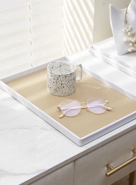 【黑曜石之韵g】托盘长方形手工皮革家用水杯盘收纳香水高颜值茶