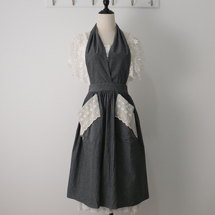 罩衣韩版 纯棉布艺透气家居u围裙美甲高颜值工作服时尚 围 薄款 夏季