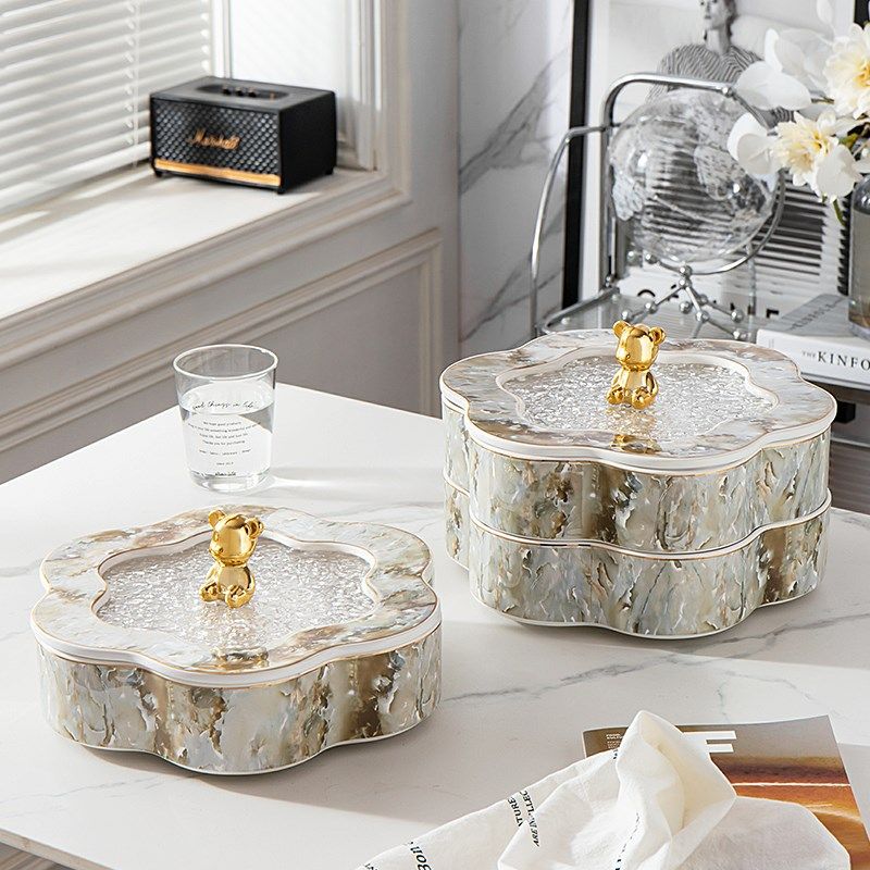 干果盘收纳盒分格带盖轻奢高档高级感糖果盘零食盘欧式Y陶瓷水果,家居饰品,果盘/果篓,淘宝优惠券,粉丝福利购,淘宝优惠卷