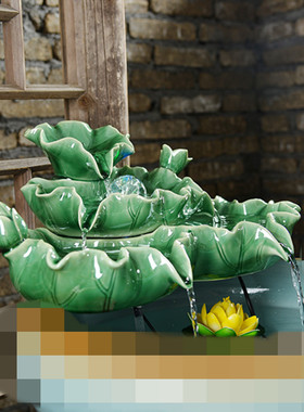 竹子流水配件石槽鱼缸过滤器w摆件陶瓷 水景喷泉风水轮水车加湿器