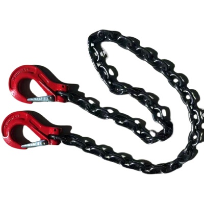 精品80级羊e角吊钩起重吊链双钩吊索具高强锰钢索链1235吨铁链挂