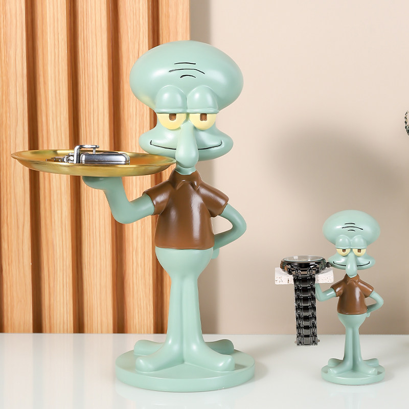 家居玄关章鱼哥托盘大型摆件收B纳架钥匙架首饰饮料盘装饰品摆件