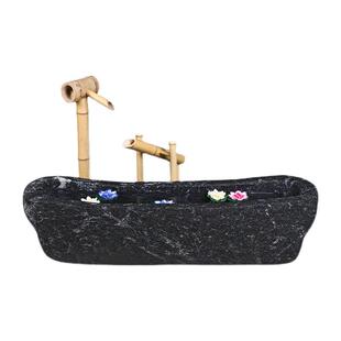 日式庭院流水景h观摆件不锈钢钵养花石钵户外园林竹子复古滴水缸