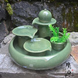 陶瓷喷泉流水工艺品摆设新房客厅家居水景加O湿器装 饰礼品创意摆
