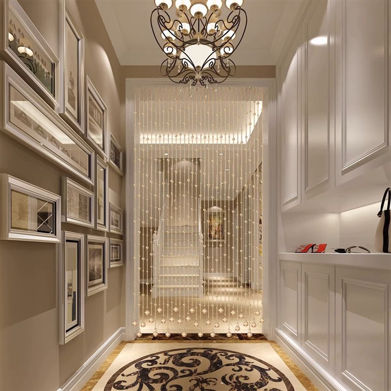 水晶珠帘门帘客厅隔间帘过道装饰入户玄关吊饰新T款串珠挂帘免打