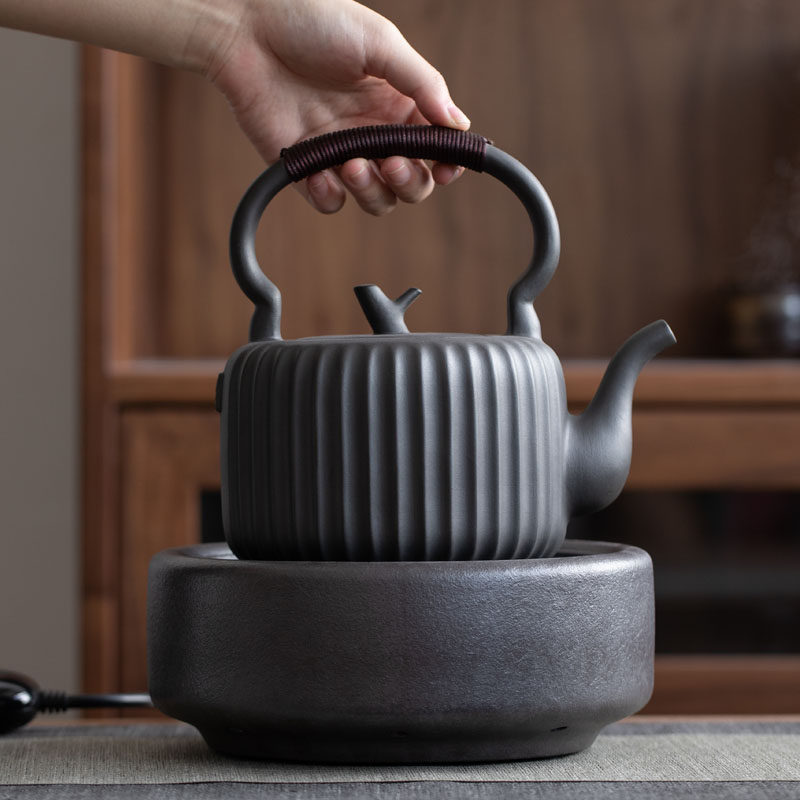 日式陶瓷电陶炉泡茶器家用陶壶煮茶大号烧水壶耐热V茶具提梁壶套